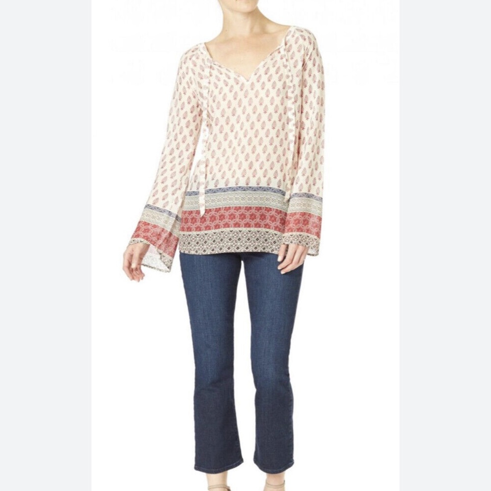 Women’s Sanctuary Mori‎ long bell sleeve boho peasant tie blouse small